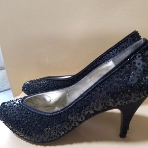 Sequined black pumps